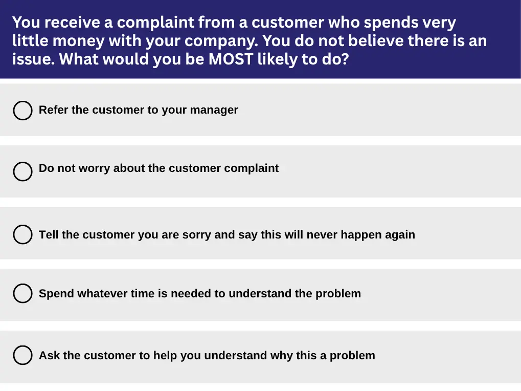 Customer Service Aptitude Test Sample Question